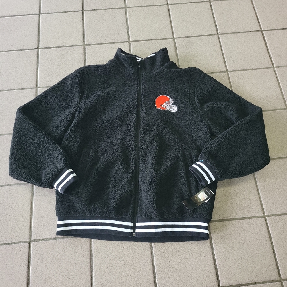 NWT Women's XL NFL Team Apparel Cleveland Browns Sherpa Jacket Coat